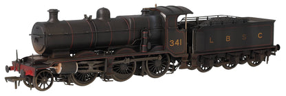 Bespoke Weathered S4102-01 LB&SCR K Class 2-6-0 LBSC Black No.341 Red Lining Steam Locomotive