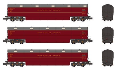 Newton Chambers Car Transporter Eastern Region BR Lined Maroon E96286/293/297E - Pack 2