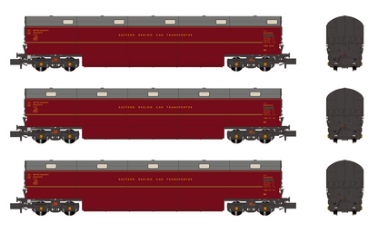 Newton Chambers Car Transporter Eastern Region BR Lined Maroon E96287/291/294E - Pack 3