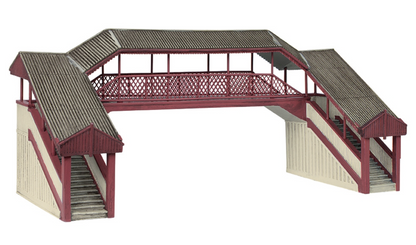 Covered Metal Footbridge Red and Cream