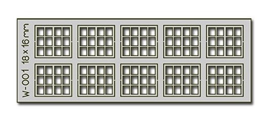 10 pcs 18X16mm 12 Pane Laser-Cut Windows HO/OO