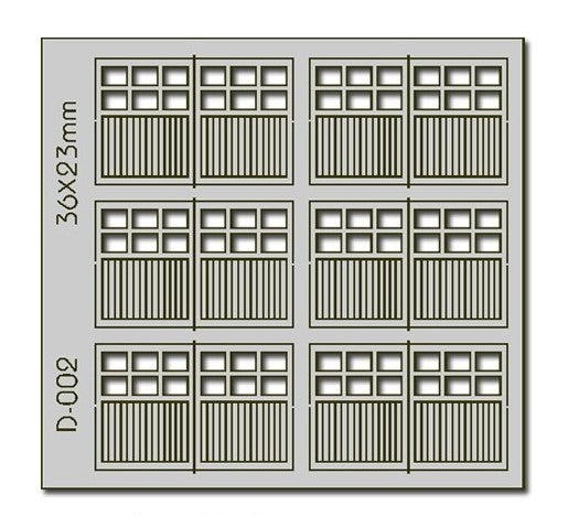 PD-002 6 pcs 36X23mm 6 Lite Dbl Unit Garage Doors HO/OO