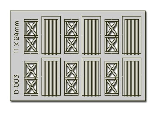 PD-003 6 pcs 11X24mm Cottage Doors HO/OO