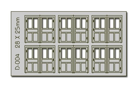 PD-004 6 Pcs 28X25mm Double Unit Doors HO/OO
