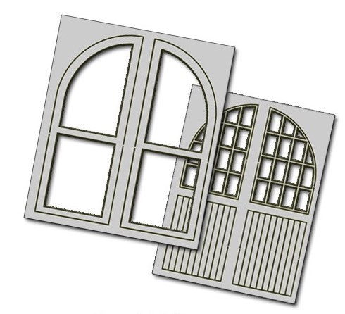 PD-005 4 pcs 50X64mm Double Unit Loco Depot Doors HO/OO