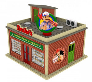 O Scale Hardware Shop w/Rotating Banner and Window Lights