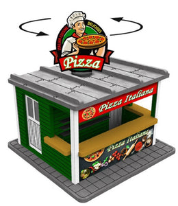 O Scale Pizza Stand w/Rotating Banner and Illumination