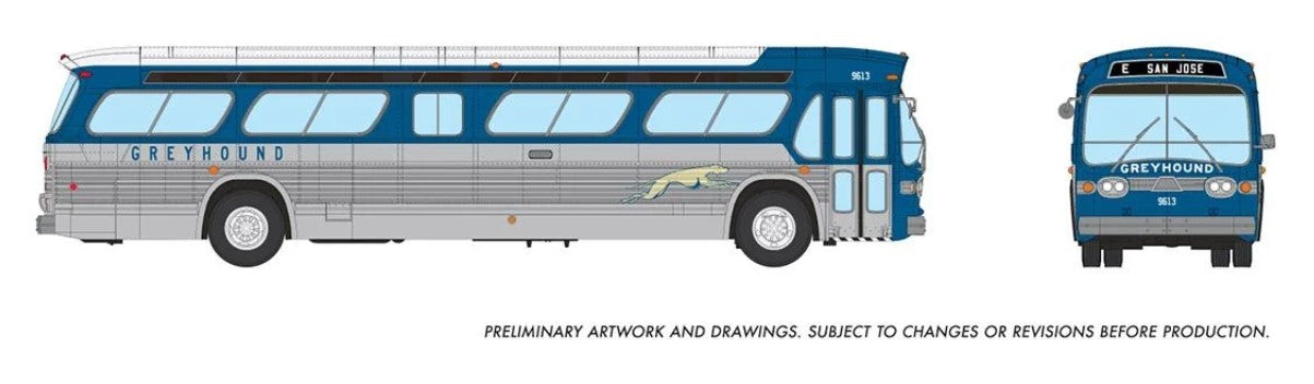 HO 1/87 New Look Bus (Deluxe): Greyhound - Blue & Silver: #9613