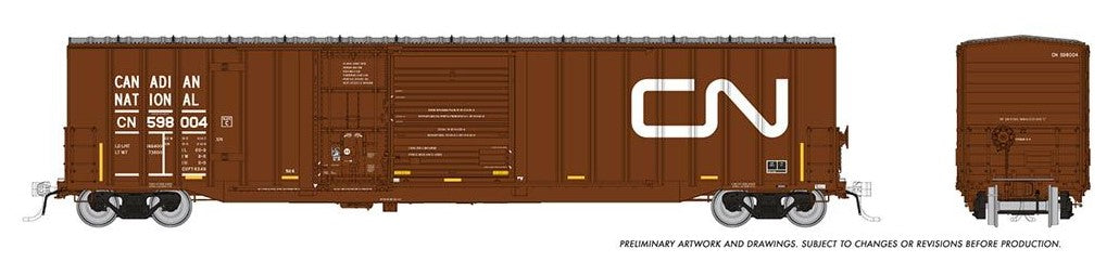 HO Trenton Works 6348 boxcar: CN - w/conspicuity stripes: Single Car #1