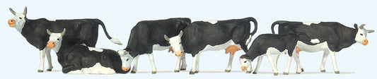 Black/White Cows (6) British OO Scale Figure Set