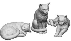 O Gauge Pets, Wildlife & Livestock - Tabby Cats x3