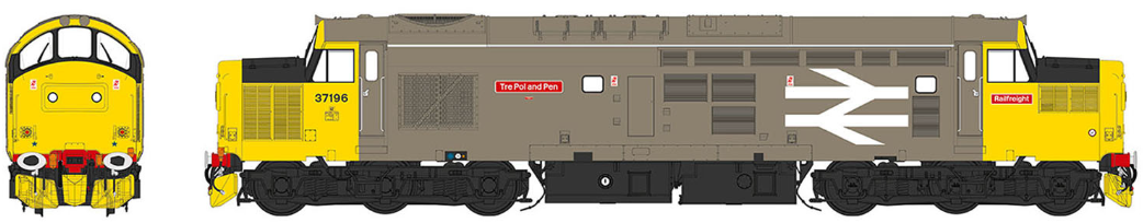 Class 37/0 Railfreight Large Logo Grey No.37196 Tre Pol and Pen (Centre Headcode) Diesel Locomotive