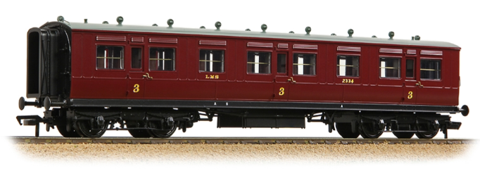 LNWR 50ft Arc Roof Third Corridor LMS Crimson Lake No.2334