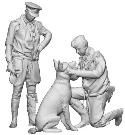 1:32 Scale - World War Two - Luftwaffe Pilots with German Shepherd