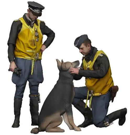 1:32 Scale - World War Two - Luftwaffe Pilots with German Shepherd