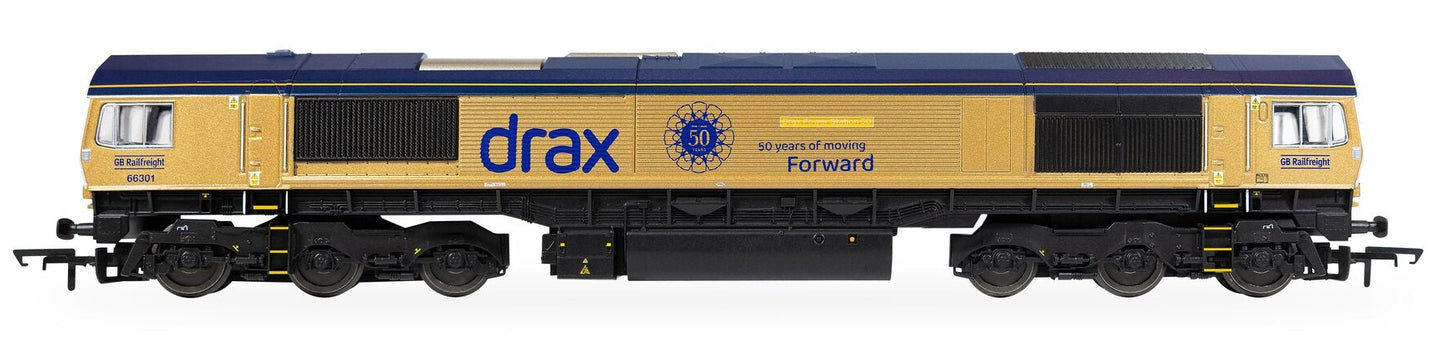 RailRoad GB Railfreight Class 66 Co-Co Drax 50th Anniversary Gold 66301 ‘Drax Power Station 50’ Diesel Locomotive