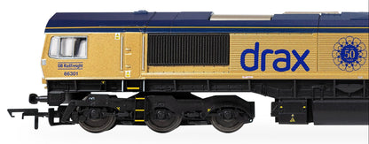 RailRoad GB Railfreight Class 66 Co-Co Drax 50th Anniversary Gold 66301 ‘Drax Power Station 50’ Diesel Locomotive