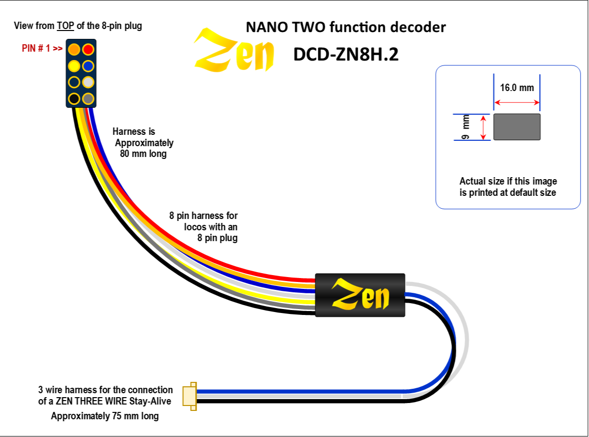 Zen Blue+ Decoder: 8 Pin NANO Wired 2 Function (5-pack)
