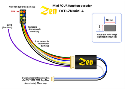 Zen Black Decoder: Mini 8 Pin Harness 4 Function (5-pack)