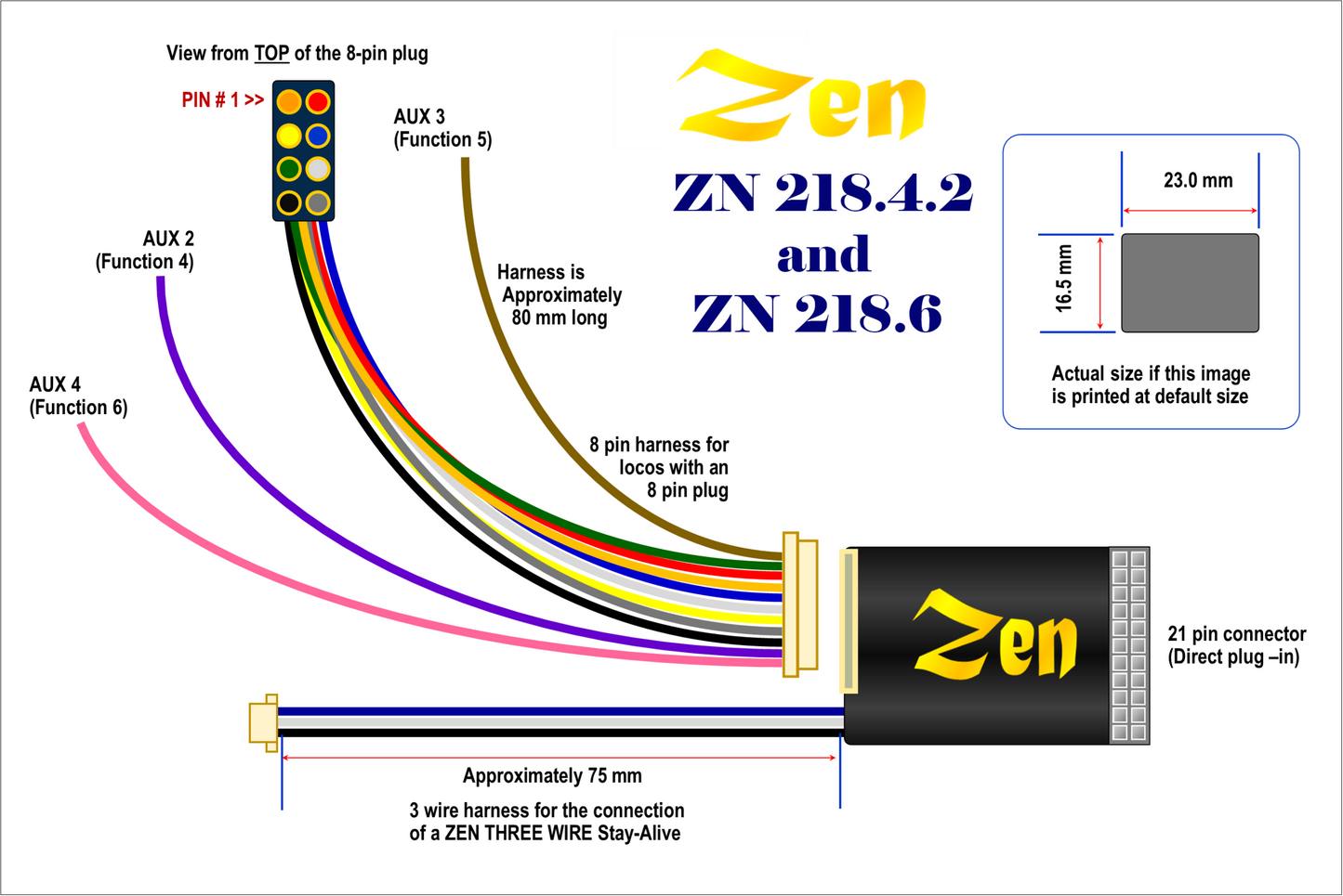 Zen Black Decoder: 21-pin + 8-pin connectability 21MTC 4 full power + 2 Logic functions (5-Pack)