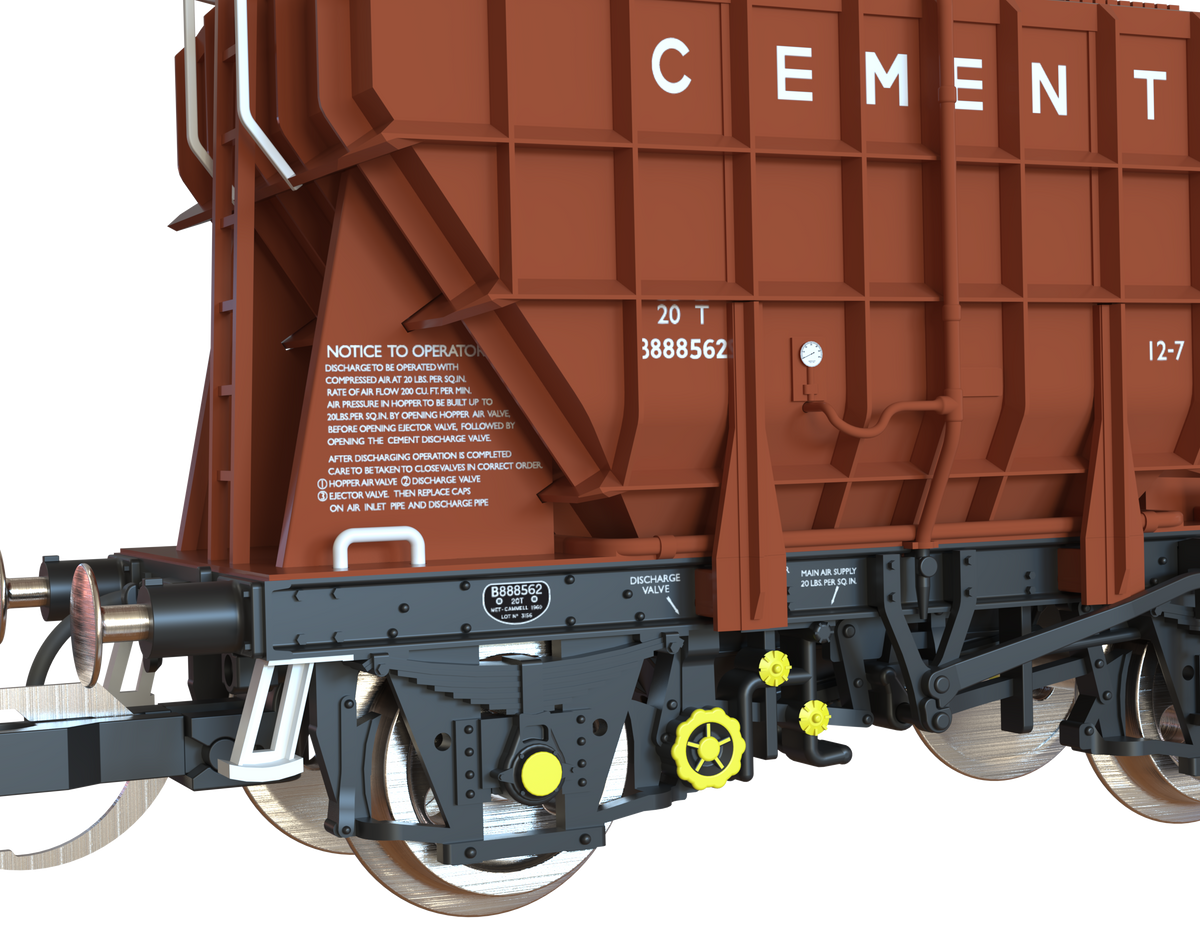 T3000 Presflo Cement Wagon BR pre-TOPS Bauxite Triple Pack - B888393, B888562 & B888573