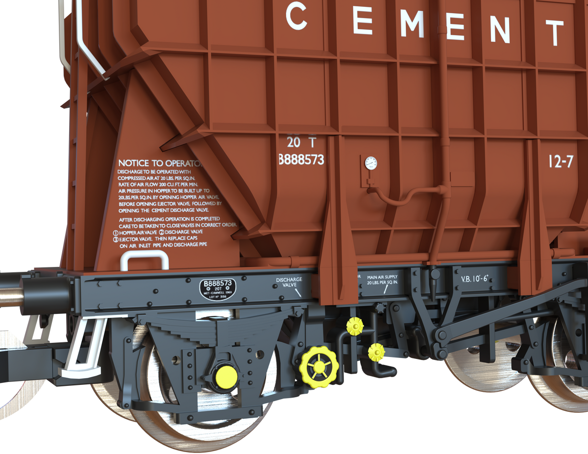 T3000 Presflo Cement Wagon BR pre-TOPS Bauxite Triple Pack - B888393, B888562 & B888573