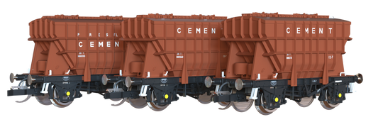 T3000 Presflo Cement Wagon BR pre-TOPS Bauxite Triple Pack - B888393, B888562 & B888573