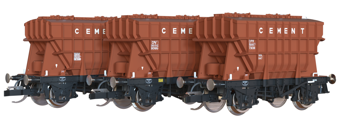 T3002 Presflo Cement Wagon BR TOPS Bauxite Triple Pack - B873080, B873083 & B873091