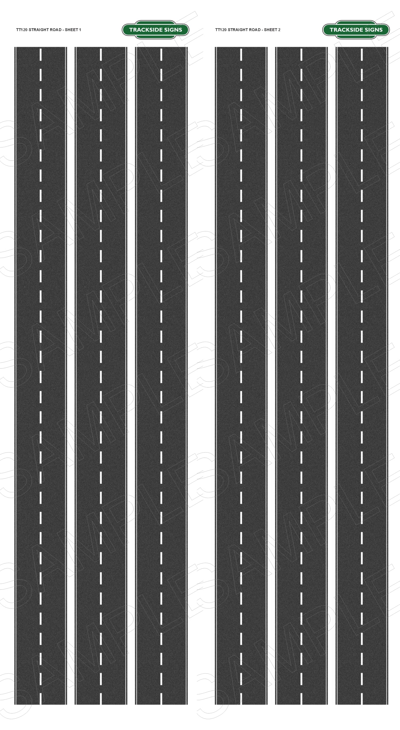 TSR0009 TT120 50mm wide – Straight Road Sheet
