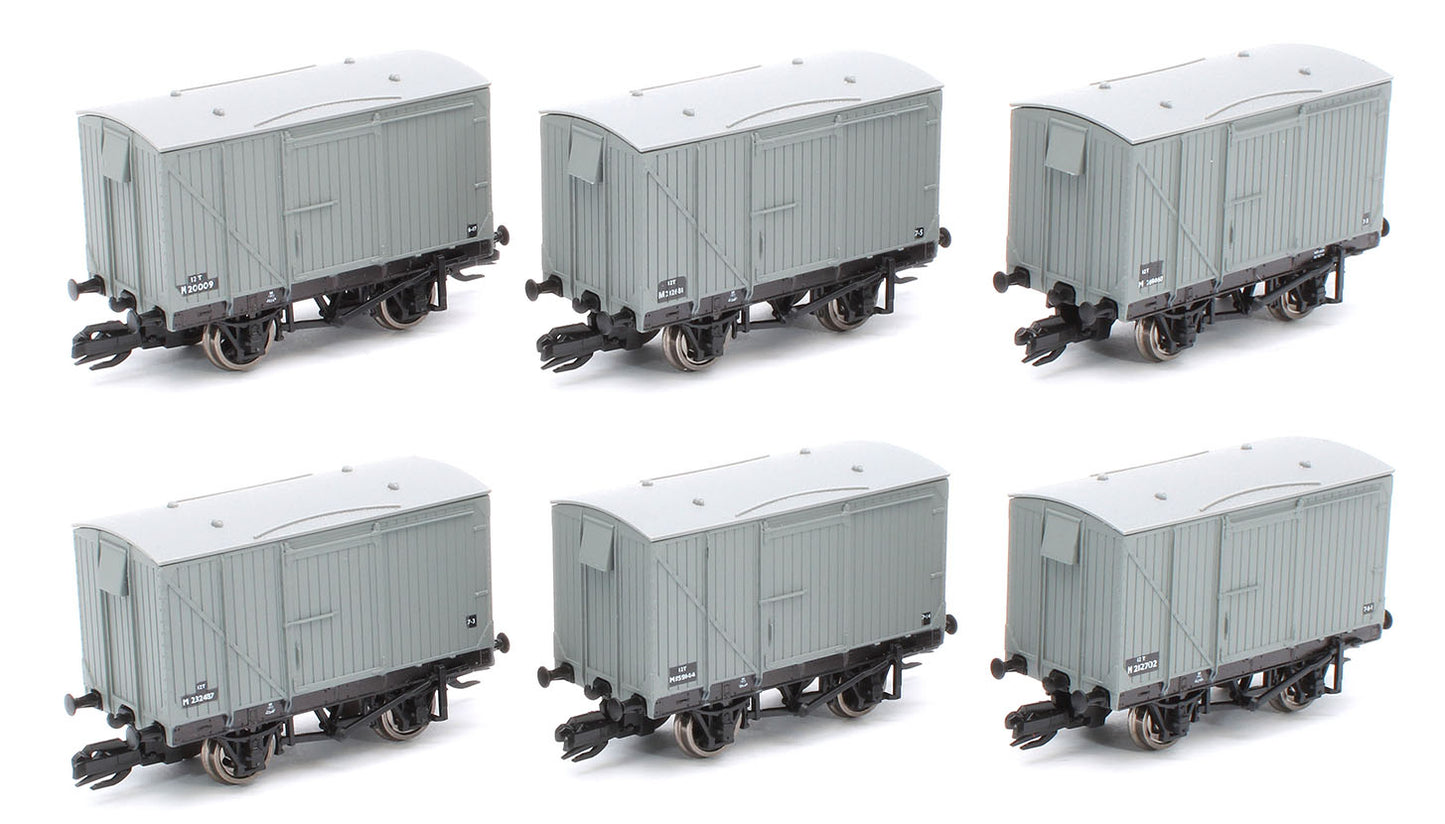 TTR61302 TT:120 Ex-LMS 9ft Wheelbase Unfitted BR Grey Vans - Pack of 6