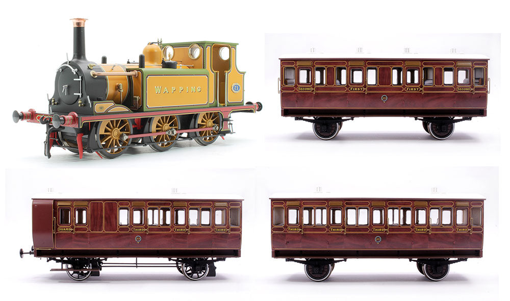 Set of 4 Terrier A1 Tank Locomotive & Stroudley 4 Wheel Coaches - Bundle 2