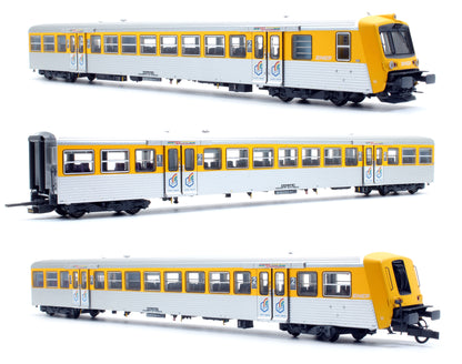 Pre-Owned SNCF Regional Push-Pull Yellow/Stainless Steel Coaches (Set of 3) - DCC Fitted
