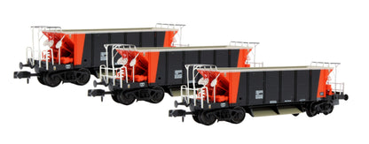 Set of 3 BR YGH 'Sealion' LoadHaul Bogie Hopper Wagons (Black & Orange)