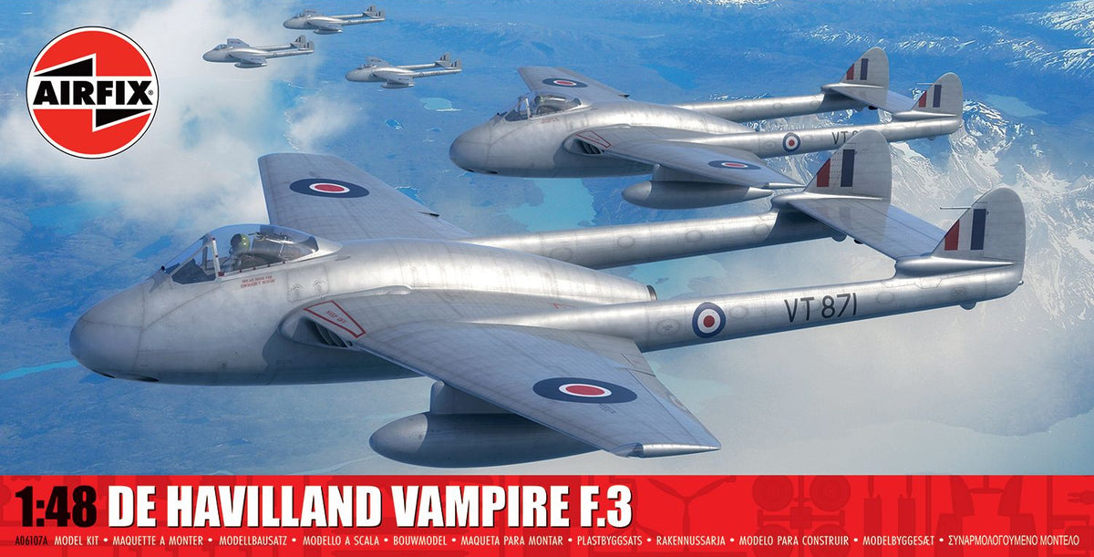 Airfix A06107A De Havilland Vampire F.3 Model Kit – Rails