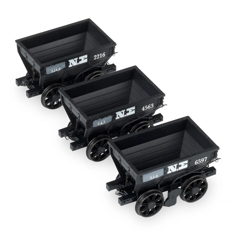 Pre-Owned Pack of 3 North Eastern Railway - P1 style Chaldron Wagons, circa 1890
