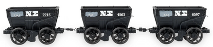Pre-Owned Pack of 3 North Eastern Railway - P1 style Chaldron Wagons, circa 1890