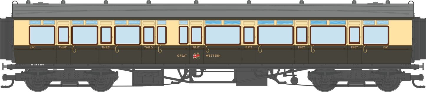 4P-021-503 GWR Corridor Toplight 1947 Chocolate & Cream Great Western Composite RH 6943