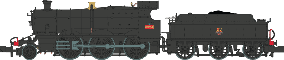 GWR Churchward Built 63xx 2-6-0 Mogul 6324 BR Black, Early Crest