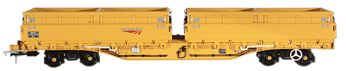 Set of 5 MRA Side Tipping Ballast Wagon Network Rail Yellow