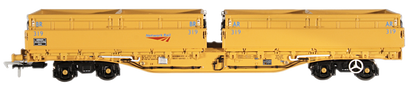 Set of 5 MRA Side Tipping Ballast Wagon Network Rail Yellow