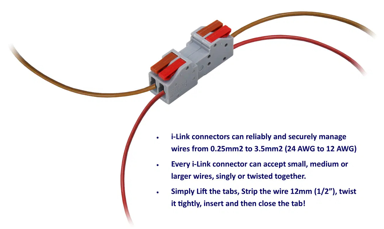 DCW-iLP2.10 Solder-Free 2-Pole 2-piece PLUGGABLE i-Link Connectors (10 pairs)