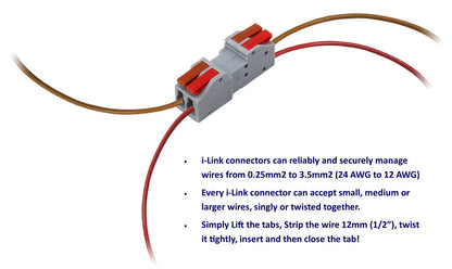 DCW-iLP2.10 Solder-Free 2-Pole 2-piece PLUGGABLE i-Link Connectors (10 pairs)