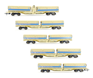 Pre-Owned MRA Side Tipping Ballast Wagon 5 Car Set Railtrack Blue / Grey