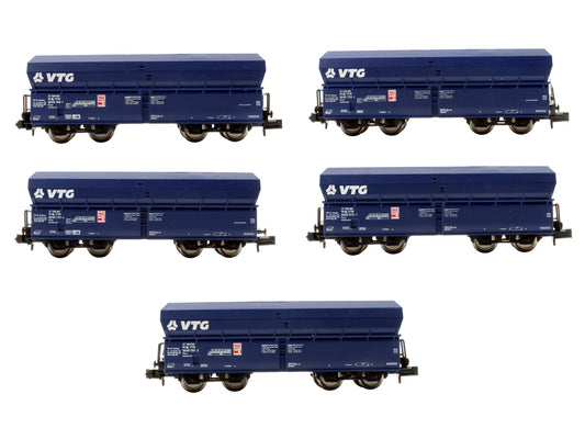 Pre-Owned 15447 VTG Fals Covered Hopper Blue 5 Car Wagon Set
