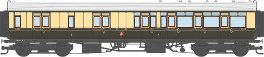4P-021-105 GWR Corridor Toplight 1925 Lined Chocolate & Cream Brake Third RH 3593