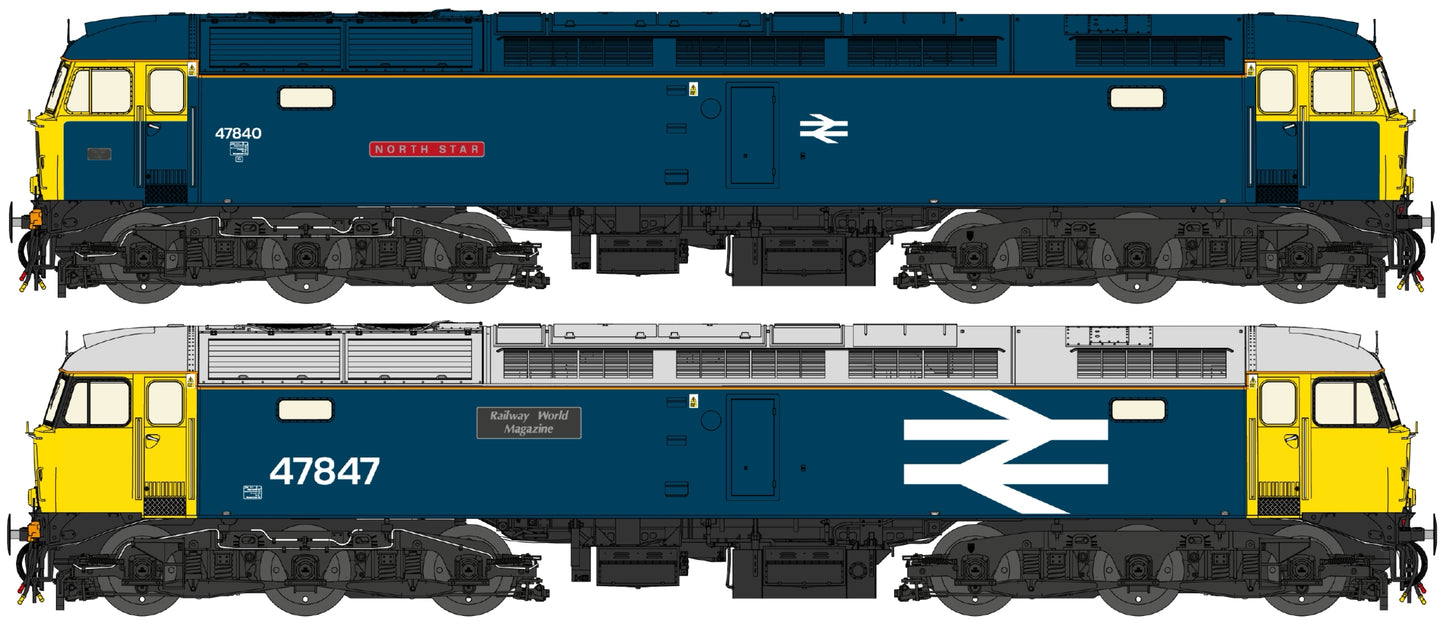 Class 47 BR Blue/Large Logo Cross Country Farewell No.47840/847 Diesel Locomotive Twin Pack - DCC Sound