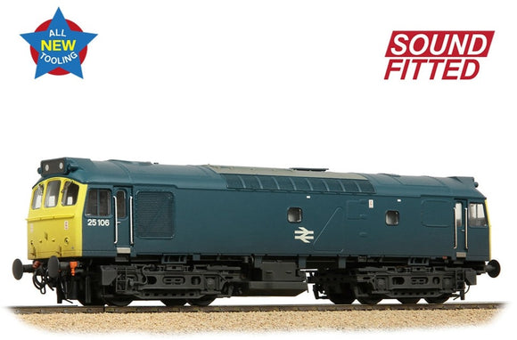 Class 25/2 25106 BR Blue Diesel Locomotive - DCC Sound & Weathered