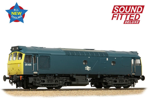 Class 25/2 25106 BR Blue Diesel Locomotive - DCC Sound Deluxe & Weathered