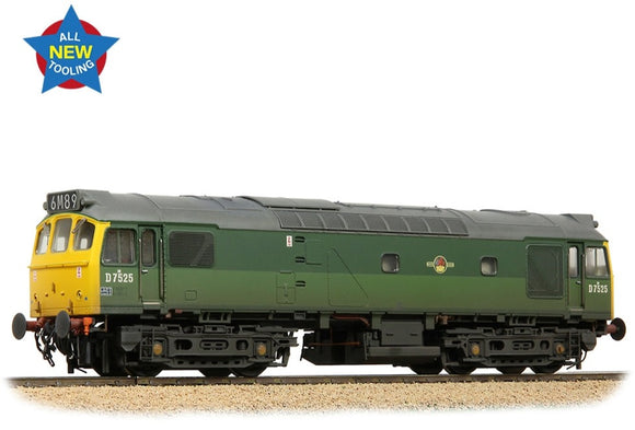 Class 25/2 D7525 BR Two-Tone Green (Full Yellow Ends) Diesel Locomotive - Weathered
