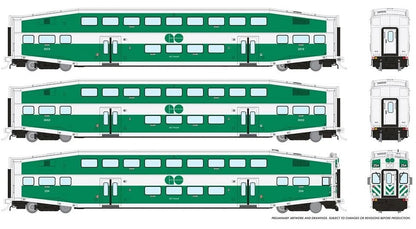 BiLevel Commuter Car: GO Transit - Late: Set #1 (Cab: 254 Coaches: 2619, 2653)